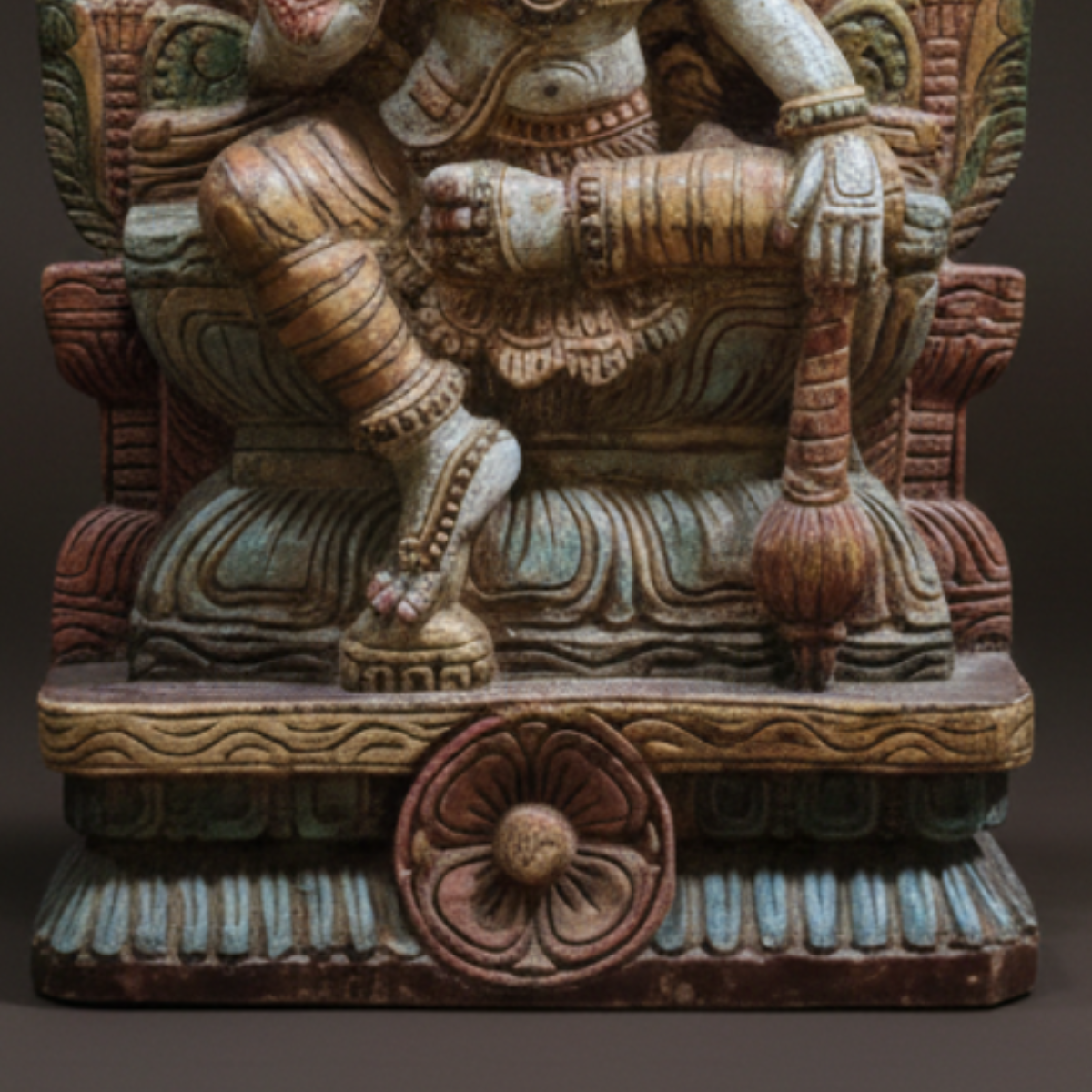 Seated Hanuman Idol of Wooden - 18.5 inch