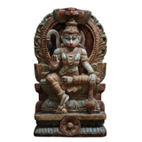 Seated Hanuman Idol of Wooden - 18.5 inch