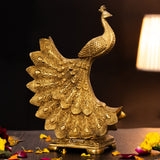 Brass Peacock Peafowl Statue