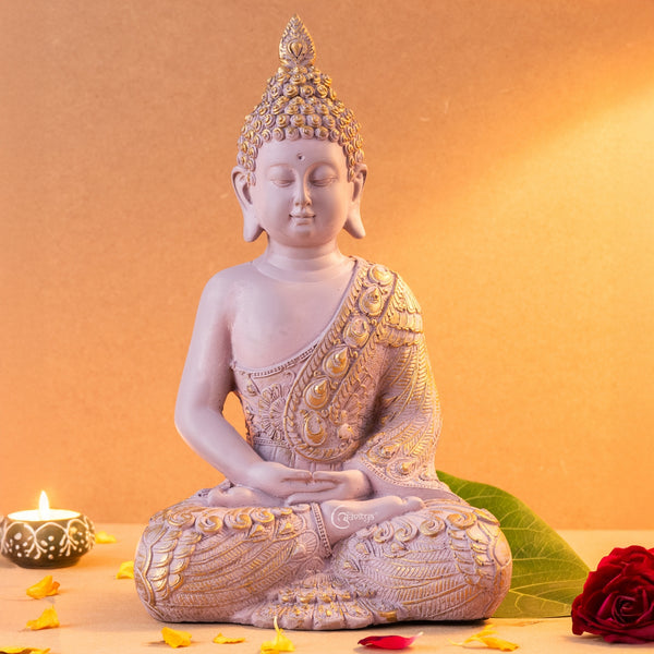 Resin Lord Gautama Buddha Decorative Statue (Pastel Pink)