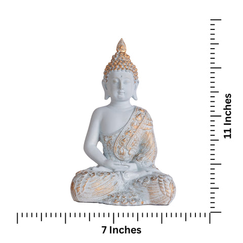 Resin Lord Gautama Buddha Decorative Statue (Pastel Blue)