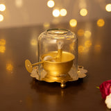 Brass Akhand Jyot Diya With Adjustable Bati Knob(Small |90 ML)