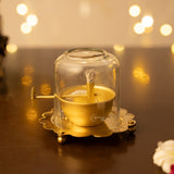 Brass Akhand Jyot Diya With Adjustable Bati Knob(Small |90 ML)