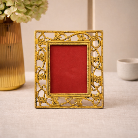 Photo Frame | Aluminium Build | Golden Color | Royal Finish | Decor Item | 8.2 X 9.8 Inch