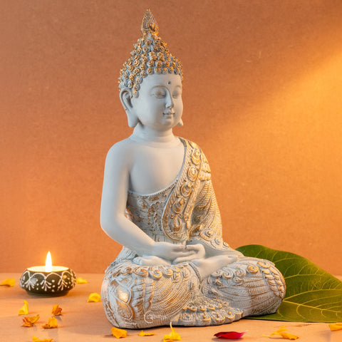 Resin Lord Gautama Buddha Decorative Statue (Pastel Blue)