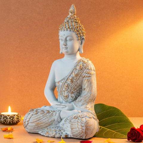 Resin Lord Gautama Buddha Decorative Statue (Pastel Blue)