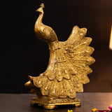 Brass Peacock Peafowl Statue