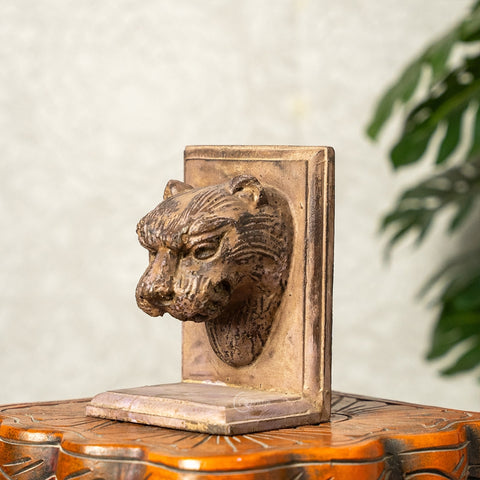 Lion Face Wooden Bookends (Pair)