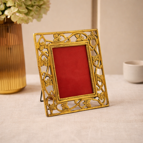 Photo Frame | Aluminium Build | Golden Color | Royal Finish | Decor Item | 8.2 X 9.8 Inch
