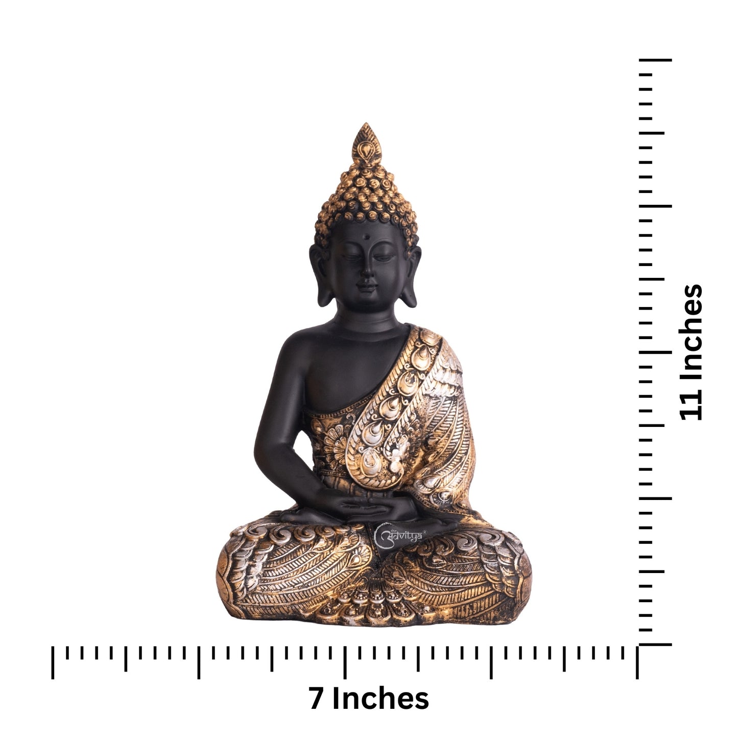 Resin Lord Gautama Buddha Decorative Statue (Black & Golden)