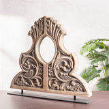 Vintage Carved Wooden Pediment Decor with Ornate Floral Design