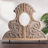 Vintage Carved Wooden Pediment Decor with Ornate Floral Design