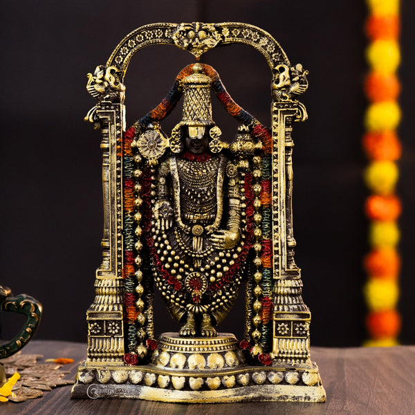 Resin Lord Venkateswara Balaji Statue in Golden Finish