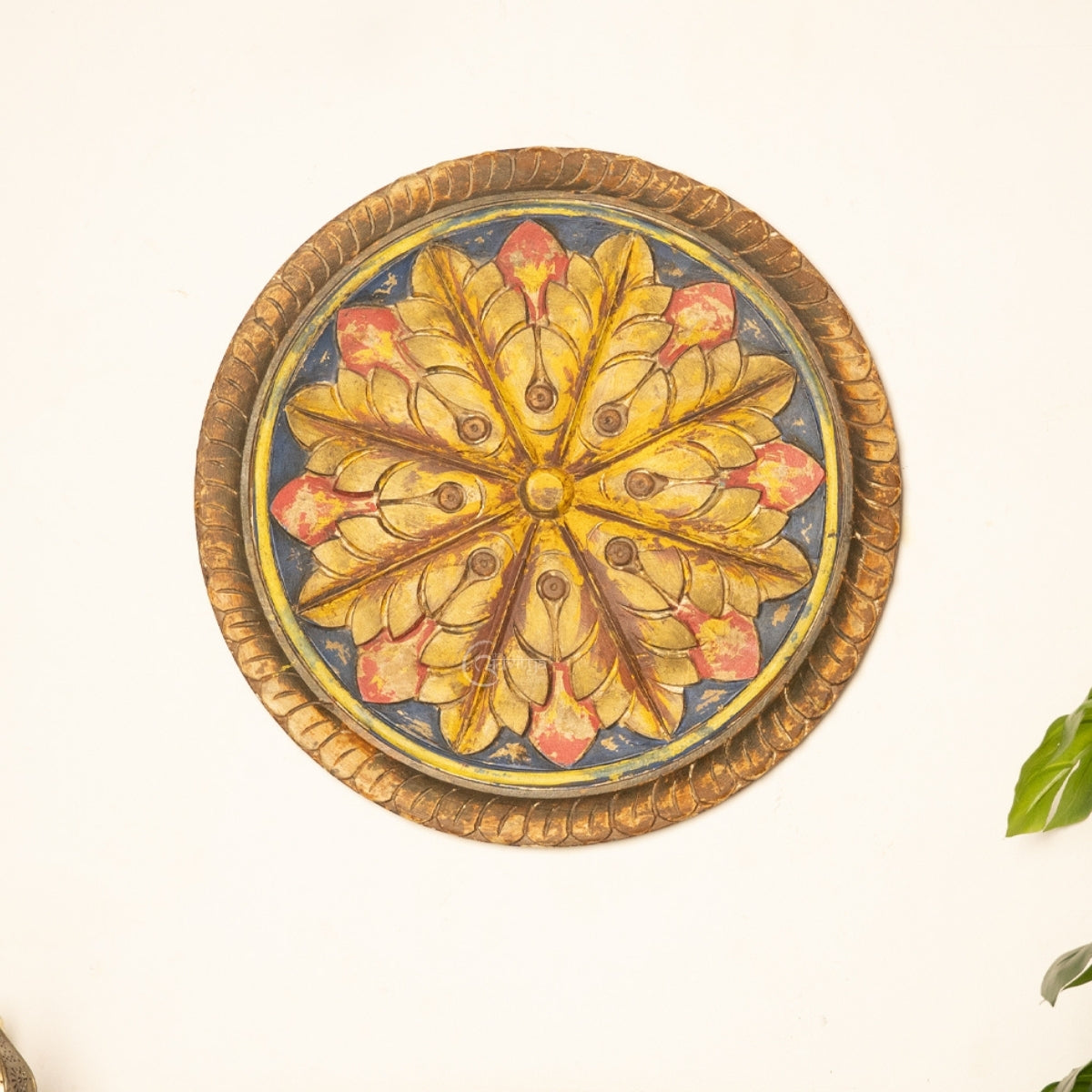 Mandala hand-painted wooden plate