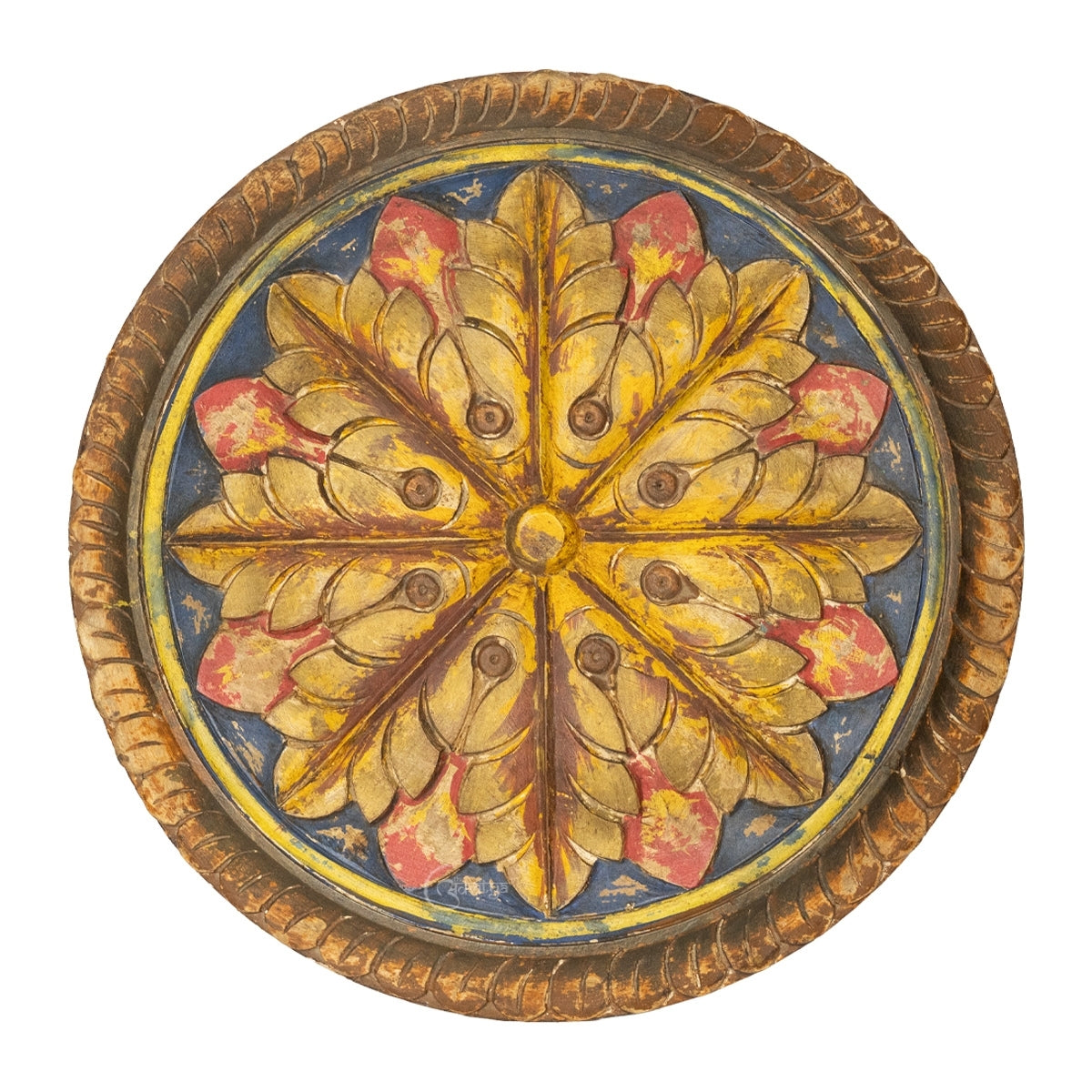 Mandala hand-painted wooden plate