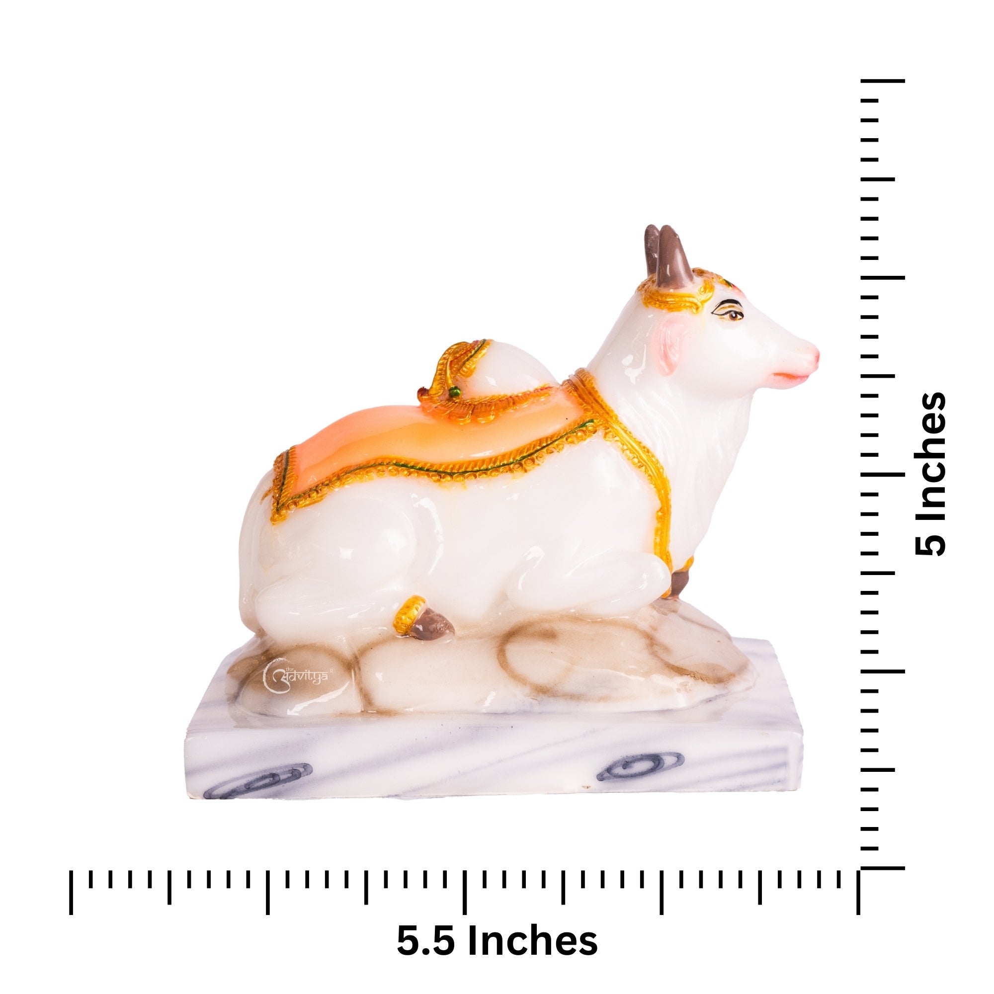 Marble Nandi Cow Marble Dust Statue