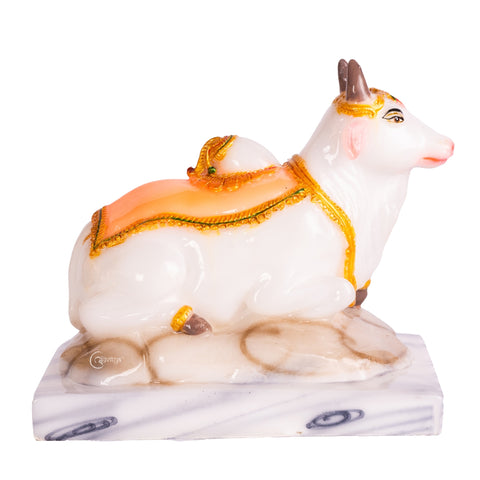 Marble Nandi Cow Marble Dust Statue