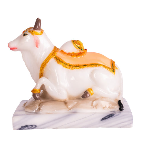 Marble Nandi Cow Marble Dust Statue