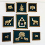 Brass Wall Decor Frame set Emerald Green