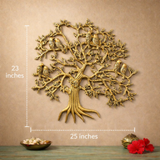 Kalpvriksha Tree with Birds Brass Wall Decor for Prosperity & Growth | 23 inches