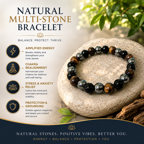 Multi-Stone Bracelet for Confidence, Protection & Inner Strength