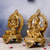 Vighneswari,Vakratund Laksmi,Ganesh Laxmi, Lambodari Lakshmi,Ekadanta Laksmi,Brass Ganesh Lakshmi on Chowki Large