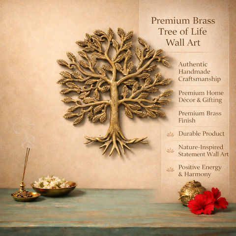Kalpvriksha Tree Brass Wall Hanging | 13 inches