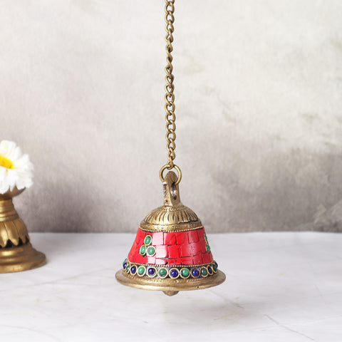 Brass Hanging Bell in Mosaic Work