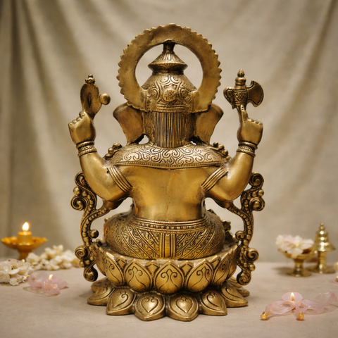 Ganpati Vighnaharta Brass Murti Home & Pooja Decor, Gifting | 12.5 Inches