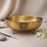 Padma Jal Oval Urli | Brass Bowl | Festive Decor & Gifting | 10 X 3.2 Inches