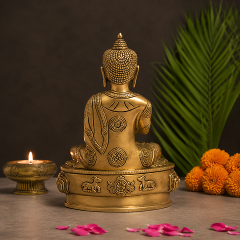 Peaceful Sitting Buddha Fine Brass Statue