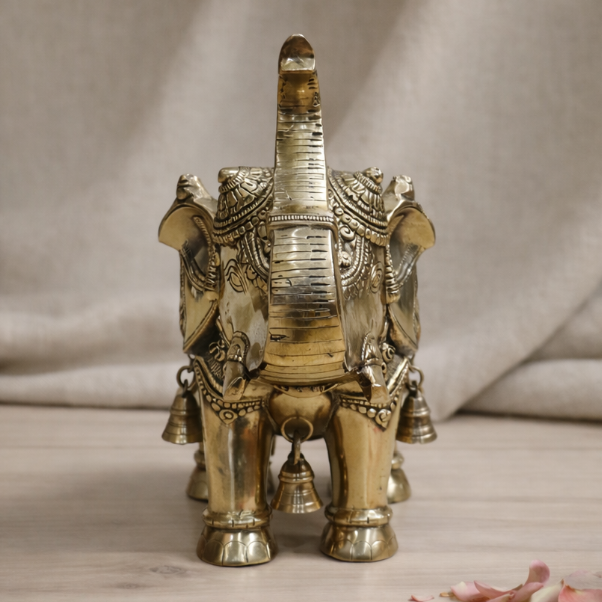 Elephant Idol in Brass Finish for Decor & Gifting | 11.5 Inch