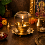 Brass Akhand Jyot Diya With Adjustable Bati Knob(Medium| 150 ML)