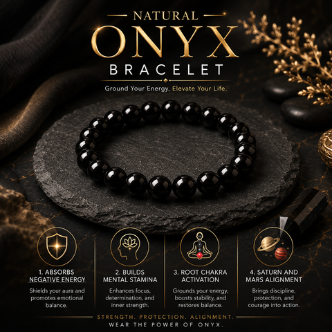 Natural Onyx Bracelet for Protection, Strength & Inner Stability