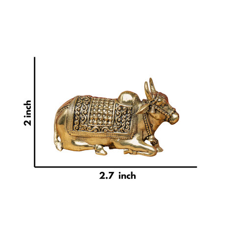 Superfine Brass Nandi Murti | Ideal For Home Temple and Spiritual Gift (Small)