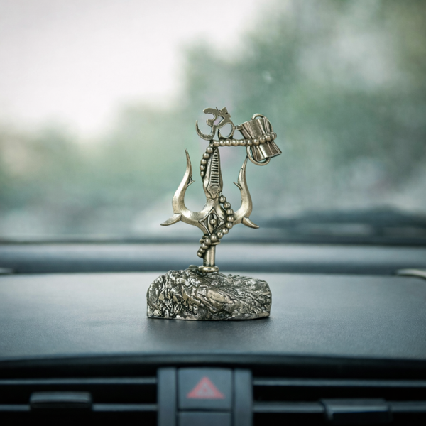 Superfine Brass Shiv Trishul with Damru and Rudraksha Garland