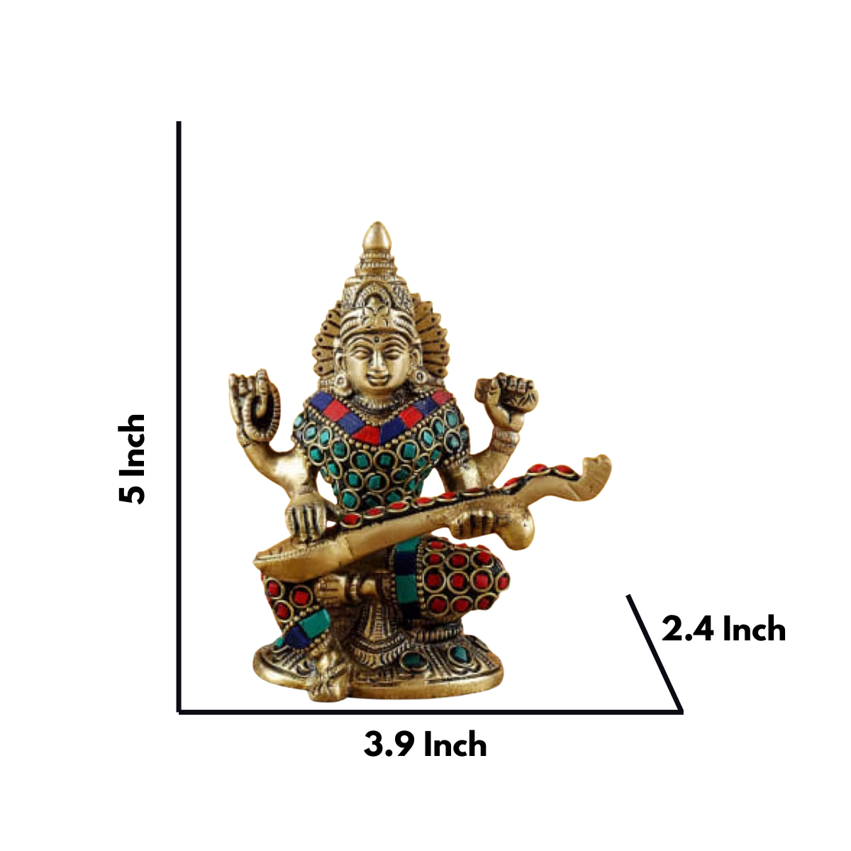 Goddess Saraswati with Stone Work