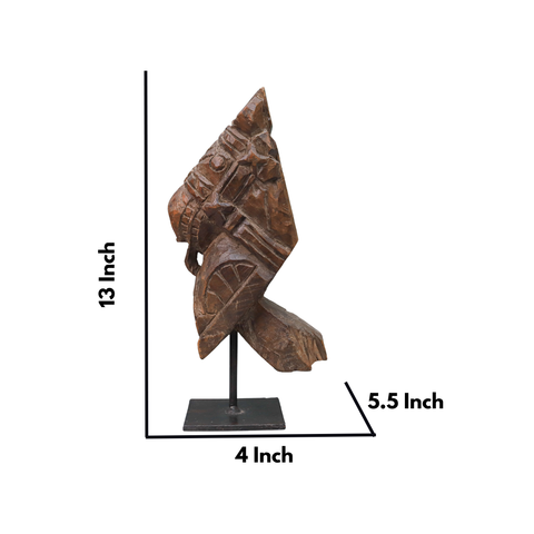 Antique Wooden Horse Head On A Stand
