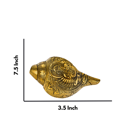 Brass Ganesh Carved Shell Shankh