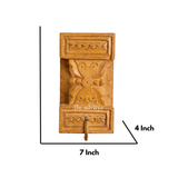 Hand Carved Wooden Yellow Hook Wall Decor