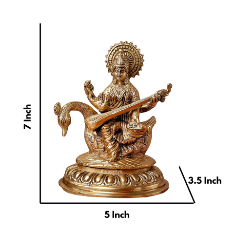 Goddess Saraswati Sitting On Hans