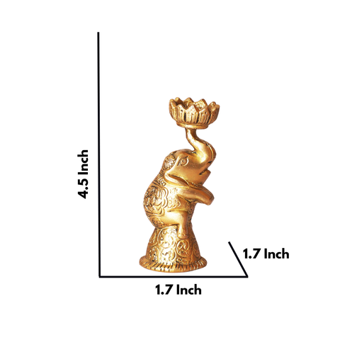 Brass Elephant Candle Stand Pair
