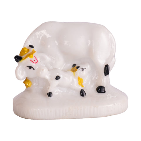 Marble Dust Cow with Calf Statue