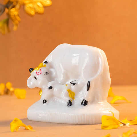 Marble Dust Cow with Calf Statue