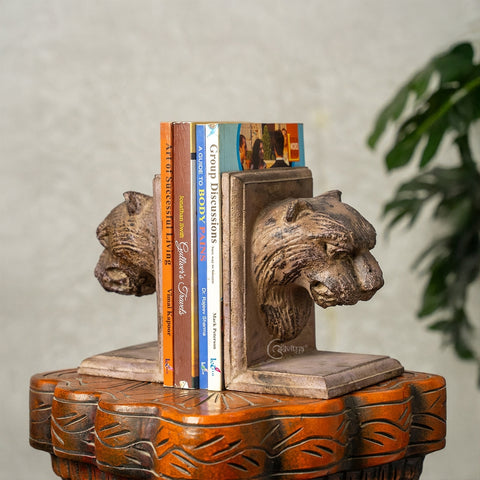 Lion Face Wooden Bookends (Pair)