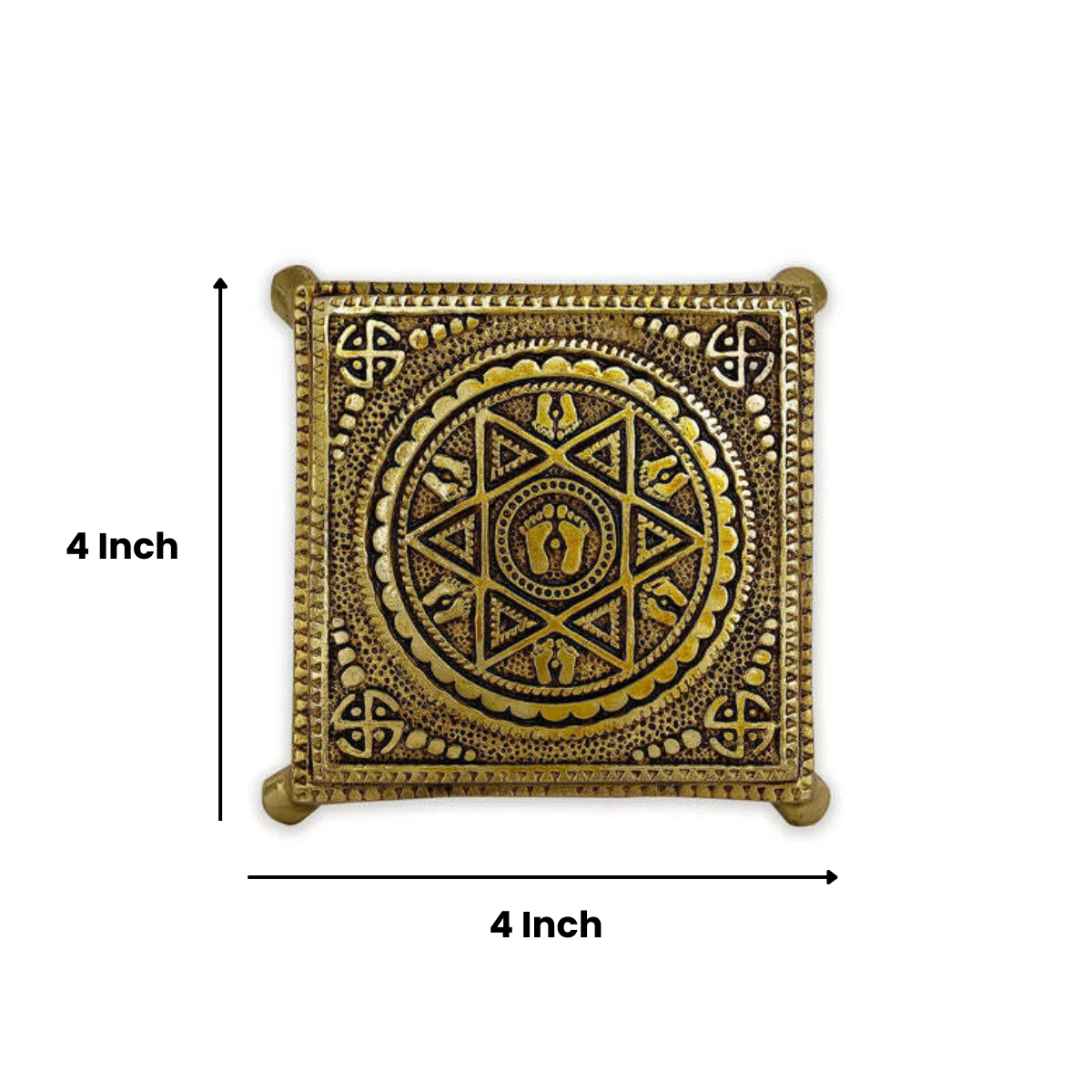 Brass Mandala Paduka/Chowki for Pooja (Small)