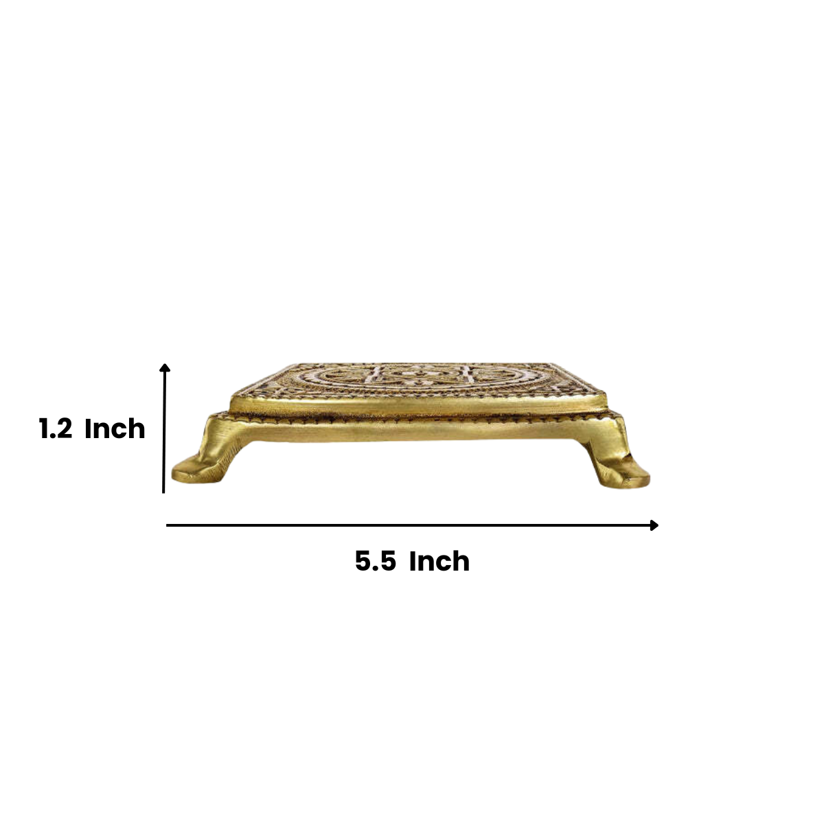 Brass Mandala Paduka/Chowki for Pooja (Medium)