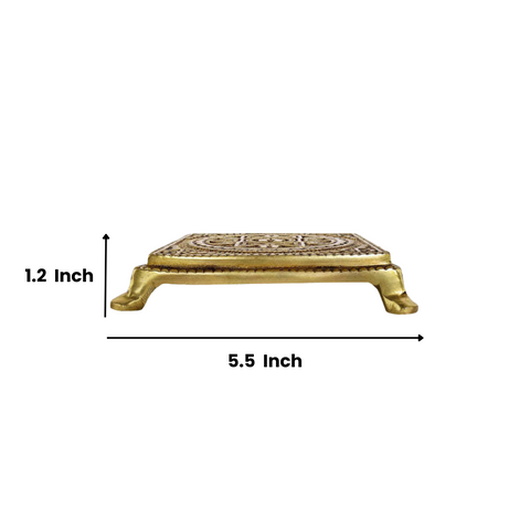 Brass Mandala Paduka/Chowki for Pooja (Medium)