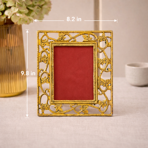 Photo Frame | Aluminium Build | Golden Color | Royal Finish | Decor Item | 8.2 X 9.8 Inch