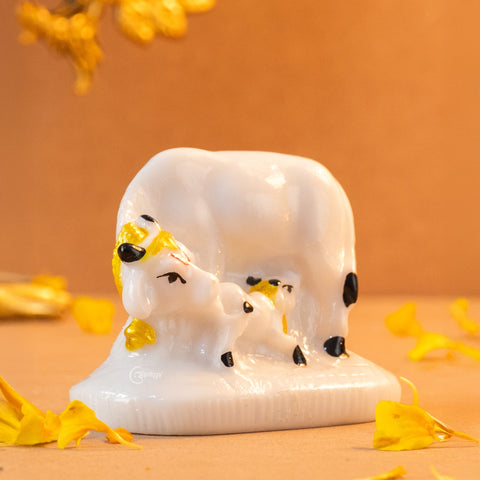 Marble Dust Cow with Calf Statue